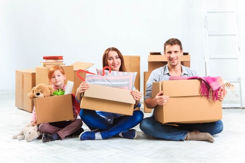 Packed moving supplies and boxes prepared for a Finchley move