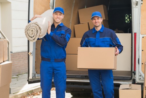 Office removals planning in Finchley with moving boxes and furniture