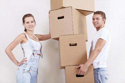 Boxes and furniture prepared for a home move in Finchley