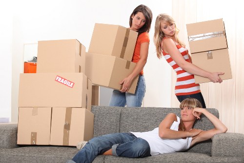 Packed household boxes ready for a home move in Finchley